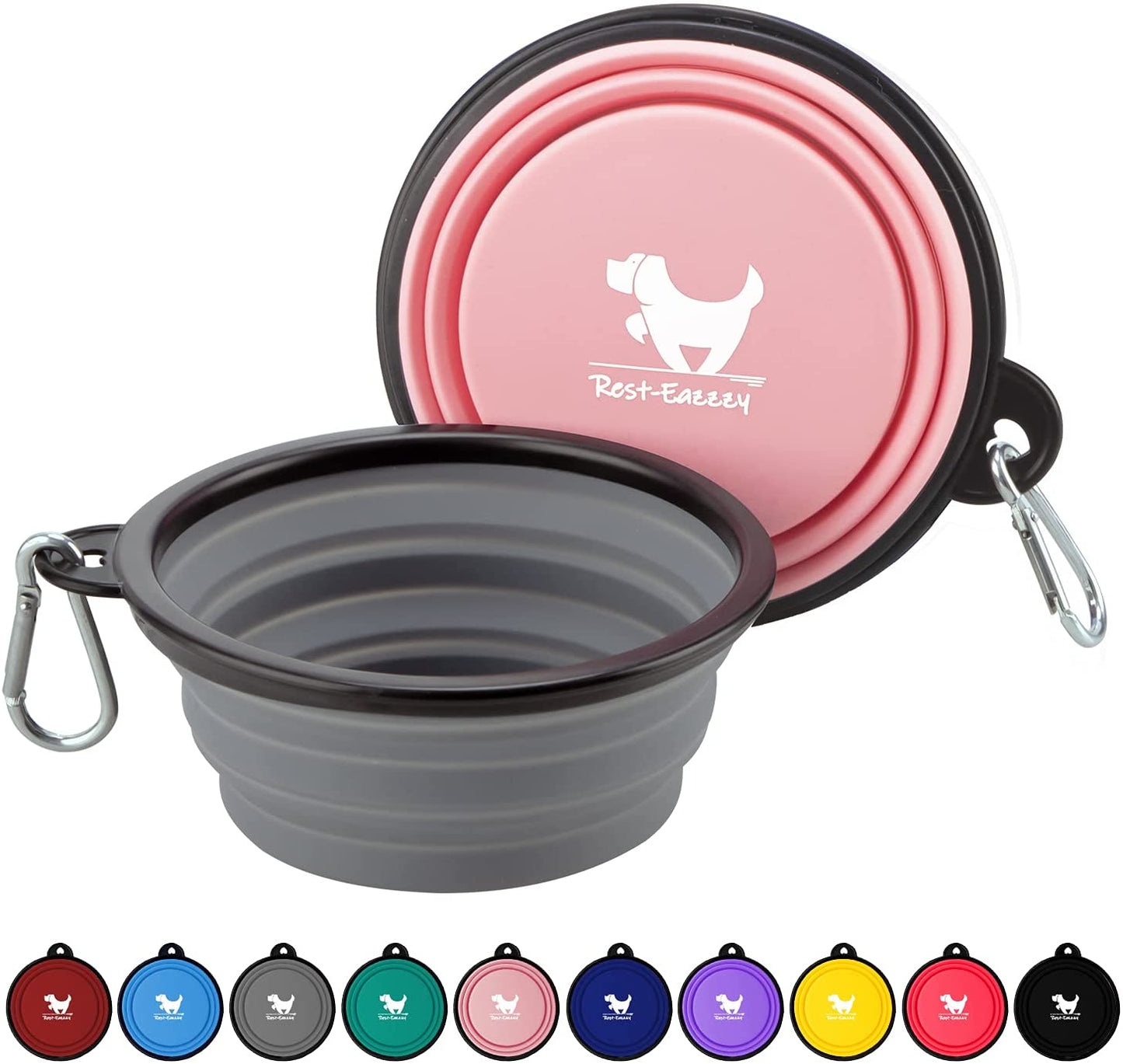 Expandable Dog Bowls for Travel, 2-Pack Dog Portable Water Bowl for Dogs Cats Pet Foldable Feeding Watering Dish for Traveling Camping Walking with 2 Carabiners, BPA Free