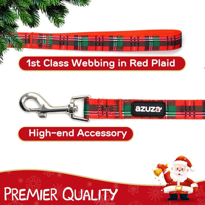 Christmas Dog Collar and Leash Set, Buffalo Plaid Dog Collar with Matching Leash for Small Dogs, Great for Christmas, New Year, Festivals and Daily Use